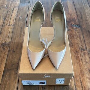 Christian Louboutin Patent Pointed-Toe Pumps in Nude Blush